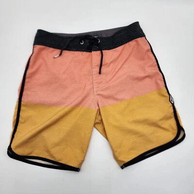 Volcom Swim Trunks Board Shorts Men's Size 28 Orange Yellow Beach Solid Mod Tech - Image 1 of 4