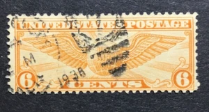 US Scott #C19 Winged Globe 6 Cent Used Fancy Cancel - Picture 1 of 1
