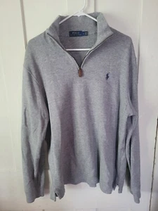 Mens Ralph Lauren Polo Gray Sweater 1/4 Zip Large - Picture 1 of 1