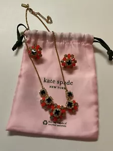 Kate Spade "SPACE AGE FLORAL" Mod Art Deco 3-D Cluster Necklace And Earrings EUC - Picture 1 of 5