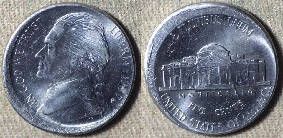 Errors : 1997P Jefferson Nickel Broadstrike Off Center Quarter Size IREC2582 - Image 1 of 1