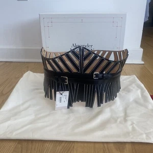 Alexander McQueen Black Leather Cage Corset Belt Ammonia Stitched Waist 85 - Picture 1 of 11
