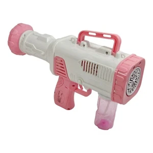 12 Hole Bazooka Bubble Wand - Plastic Toy Gun - Pink & White Colors - Picture 1 of 7