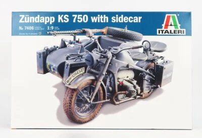MODELLINO MOTO STATICO ITALERI ZUNDAPP KS750 WITH SIDECAR MILITARY 1941 1/9 - Immagine 1 di 2