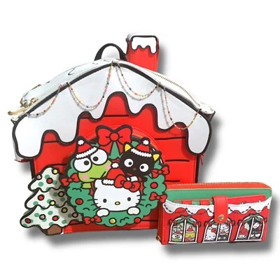 Sanrio Hello Kitty & Friends Casa de Navidad Mini Mochila y Cartera Conjunto Nuevo con Etiquetas Difícil de Encontrar Foto 1 de 4