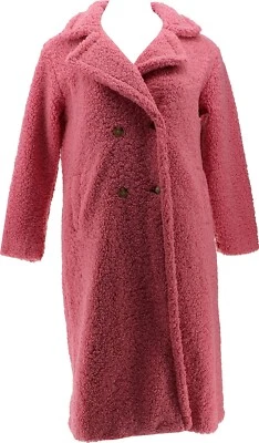 G Giuliana Black Label Long Sherpa Coat PINK MAUVE PM NWOT (795) - Image 1 of 4