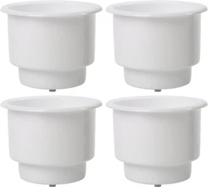 4X Two Tiered White Plastic Insert Cup Drink Can Holder w/ Drain Boat RV Pontoon - Picture 1 of 9