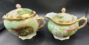O. & E. G. Royal Austria Glorie de Dijon Hand Painted Creamer & Sugar Bowl - Picture 1 of 12