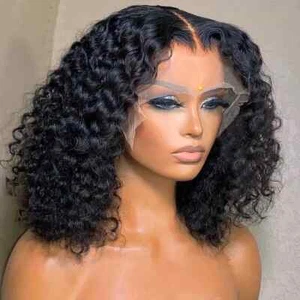 Peluca rizada ondulada encaje frontal pelucas de cabello humano para mujer sin pegamento 13x4 encaje frontal peluca - Imagen 1 de 24