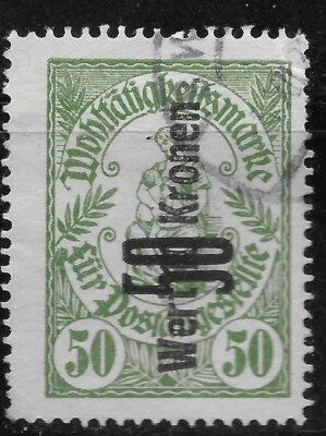 AUSTRIA Publicidad sello de caridad para trabajadores postales🔥50 K/verde🔥Usado🔥FISCAL🔥 Foto 1 de 2