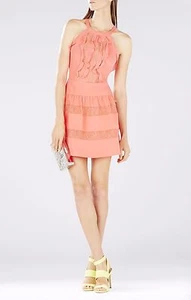 NUOVO ABITO BCBGMAXAZRIA KATRINE HALTER BLOCCO PIZZO XVR60E92/M738A TAGLIA 12 - Foto 1 di 3