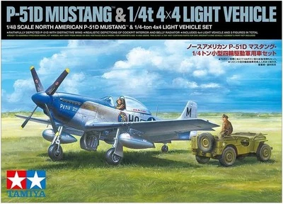 Tamiya 25205, North American P-51D Mustang & 1/4-ton 4x4. 1:48 Scale Model Set - Image 1 of 4