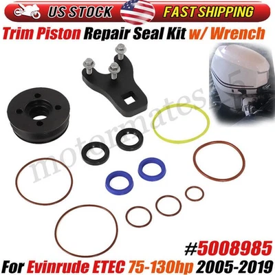 For 05-19 Evinrude E-Tec Single Ram Trim Tilt Seal End Cap Kit 5008985 75-130hp - Image 1 of 4