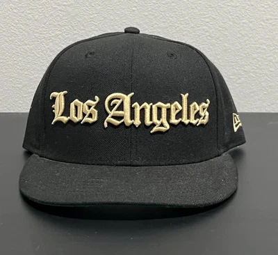 NUEVO CON ETIQUETAS Los Angeles Football Club LAFC Negro SnapBack Sombrero Antiguo Inglés Logo Nueva Era Foto 1 de 4