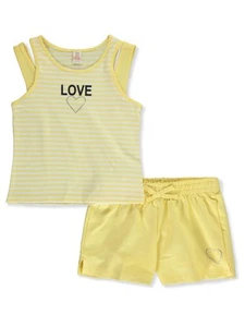 Sweet Butterfly Girls' 2-Piece Shorts Set Outfit Color: almond blossom Size: 7 - - Picture 1 of 2