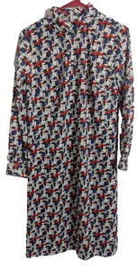 Unique Vintage 70s Handmade Multi Geometric Midi A-Line Dress Fits Large XL F2 - Picture 1 of 6