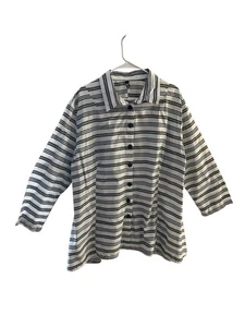 Blusa túnica Dress To Kill rayas negras y grises algodón Lagenlook talla única - Imagen 1 de 7