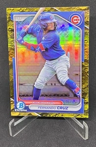 FERNANDO CRUZ 2024 Bowman Draft Prospect Chicago Cubs YELLOW LUNAR CRATER PR#/75 - Bild 1 von 2
