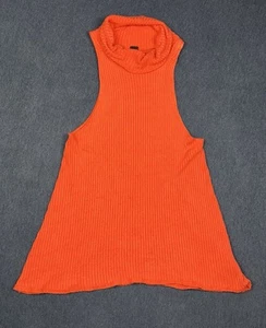 FREE PEOPLE WE THE FREE Tejido Cuello Alto Acanalado Sin Mangas Naranja Talla Mediana - Imagen 1 de 17