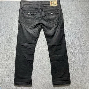 True Religion Jeans Ricky Mens Black Corduroy Pants Size 38/31 - Picture 1 of 11