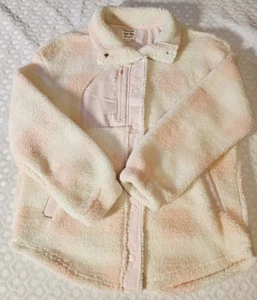Hippie Rose Women's Medium Gingham Sherpa Jacket Pink White - Picture 1 of 6