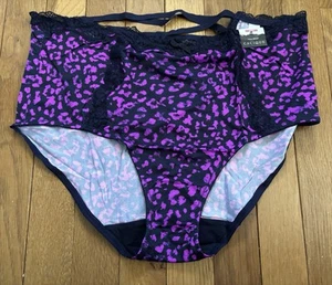 Plus Size 18/20 Lane Bryant Cacique Lace Trim Full Brief Panty Leopard Purple - Picture 1 of 7