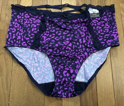 Plus Size 18/20 Lane Bryant Cacique Lace Trim Full Brief Panty Leopard Purple - Image 1 of 4