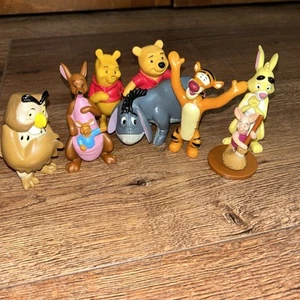 Winnie The Pooh Lot Of 8 Action Figures 2 Plush Clip Ons Piglet Eeyore Rabbit - Picture 1 of 23