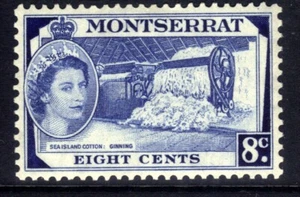 Montserrat 1953 QE2 8ct Sea Island Cotton MM SG 143 ( M1386 ) - Picture 1 of 1