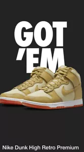 Nike Dunk High Wheat Gold Safety Orange - Size 10 - Picture 1 of 3