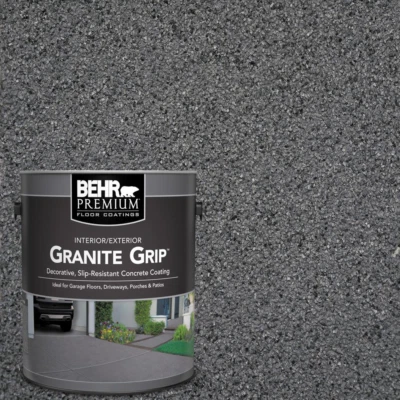 1 Gal Concrete Floor Paint Coating Gray Granite Non-Slip Garage Driveway Patio - Image 1 of 4