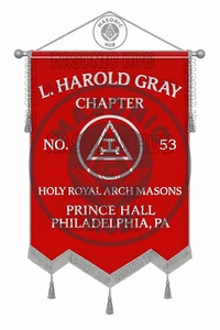 Custom Masonic Royal Arch Chapter Banner with Printed Emblem Silver Fringe - Bild 1 von 8