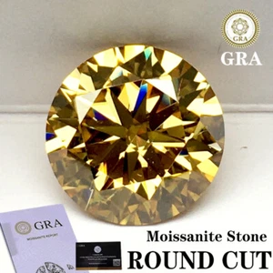 Champagne Color Round Cut Moissanite Loose Gemstone VVS1 With GRA Certificate - Picture 1 of 15