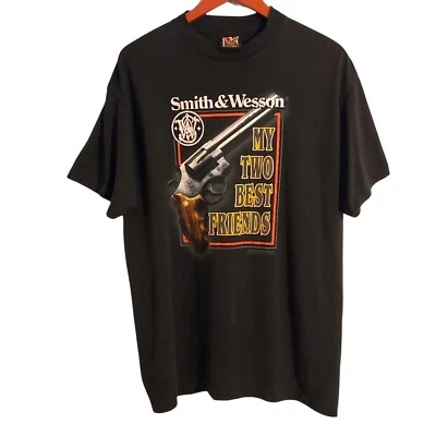 Camiseta vintage Smith & Wesson 3D emblema 1992 "My Two Best Friends" grande años 90 az Foto 1 de 4