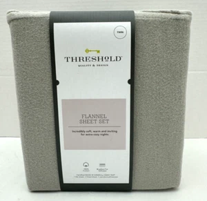 Threshold TWIN Brushed Flannel sheet Set Gray 100% cotton - Picture 1 of 5