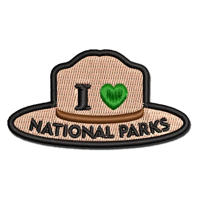 I Love National Parks Ranger Hat Multi-Color Embroidered Iron-On Patch Applique - Image 1 of 4
