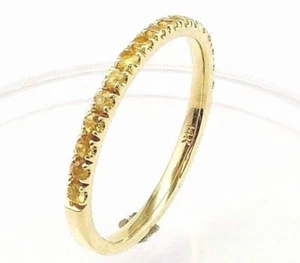 Half Eternity Yellow Sapphire Wedding Band & Stacking Rings,Comfort Fit,14K Gold - Picture 1 of 7