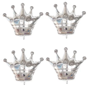 4 Pcs Foil Balloons Giant Large Crown Girls Princess Kid Birthday Party Silver - Picture 1 of 4