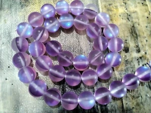 Holographic Mystic Moonstone, Frosted, Blue Violet, 10mm, , App 37 pce - Picture 1 of 3