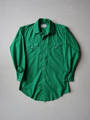 Vintage 70s H Bar C Western Green Pearl Snap Shirt Size S - Image 1 of 4