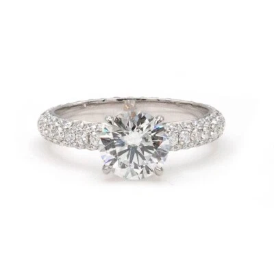 Anillo de compromiso Harry Winston GIA 1,51 quilates redondo diamante brillante platino Foto 1 de 4
