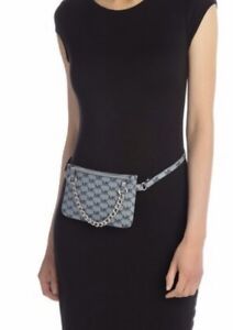 Michael Kors MK Signature Navy Medium Pull Chain Belt Waist Bag 554131C $55