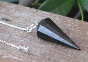 Black Tourmaline Crystal Pendulum 24.5cm in Length - Foto 1 di 5