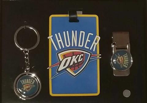 Oklahoma City Thunder OKC Gift Box Luggage Tag Key Chain Money Clip Cover