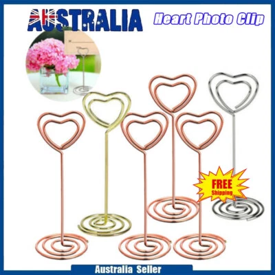 Heart Shaped Wedding Table Number Name Place Cards Holder Photo Stand Note Clip - image 1 of 4