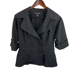 St. John Sz 6 Black Double Breasted Elbow Sleeve Jacket Cocktail Event - Picture 1 of 9