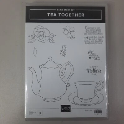Juego de 9 estampillas adhesivas Stampin Up Tea Together juego de tetera taza de té Foto 1 de 3
