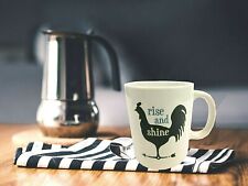 New Greenbrier Rise And Shine Fun Rooster Weathervane Coffee Mug Cup White 