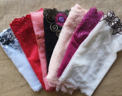 Lot 10 Yards 9-10" Wide Tulle Lace&Embroidered Flower Black,Pink,Red,White h171 - Image 1 of 4