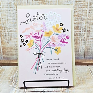 Hallmark Hochzeit Grußkarte für Schwester rosa Blumenstrauß - Bild 1 von 9